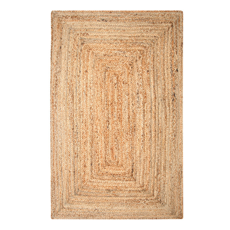 Gemini Hand Braided Beige Jute Rug, Rectangle 75 x 120cm