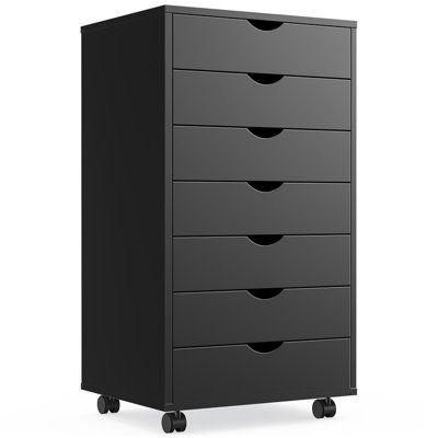 Sweetcrispy 7 Drawer Chest - Storage Cabinets with Wheels Dressers Wood Dresser Cabinet Mobile Organizer Drawers for Office