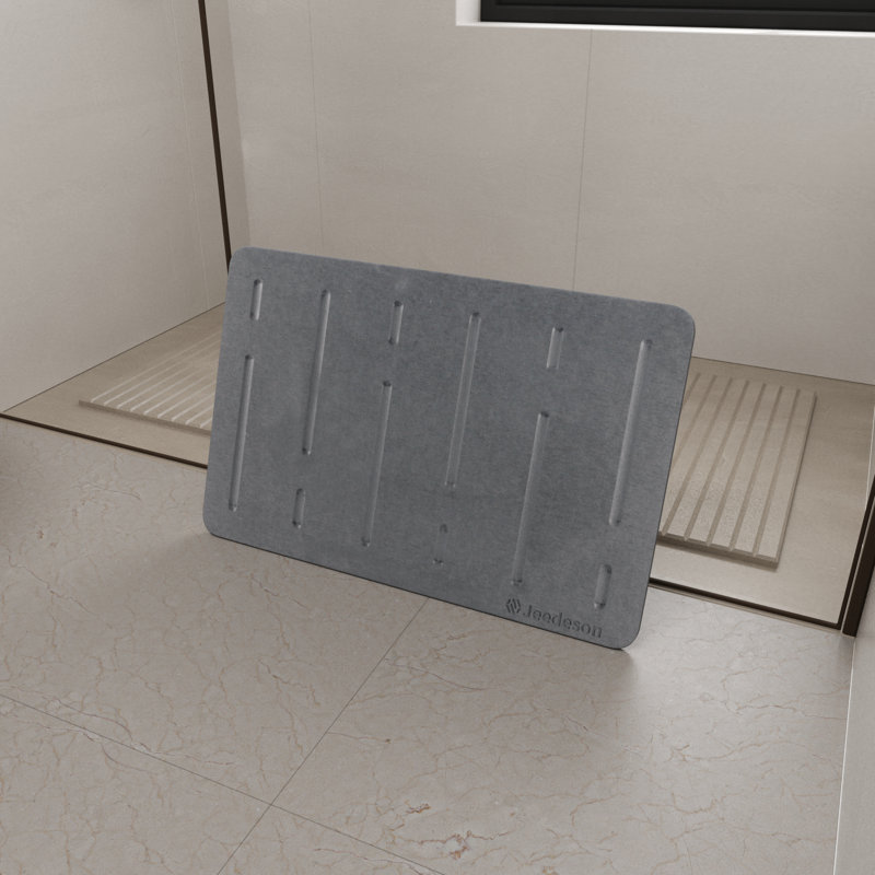 15.4 In. X 23.6 In. Diatomaceous Earth Bathroom Mat, Quick Drying Stone Bath Mat, Gray