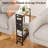 Narrow Skinny Bedside Table Nightstand With Drawers&Wheels, Slim Table Stand Magazine Rack With Storage Bag (Rustic)