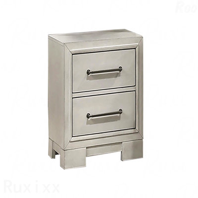 Antique White 1pc Nightstand, Modern Farmhouse Style with Square Legs & Sleek Handles