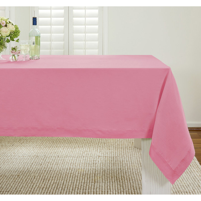 100% Pure Linen Tablecloth - Fete, 108" L x 60" W, Pink Carnation
