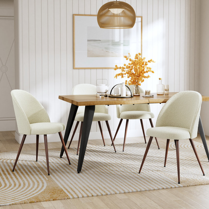 Chaises de salle à manger rembourrées H 33 "avec dossier solide en tissu Hudhaifa, ensemble de 4, pour salon, salle à manger, café