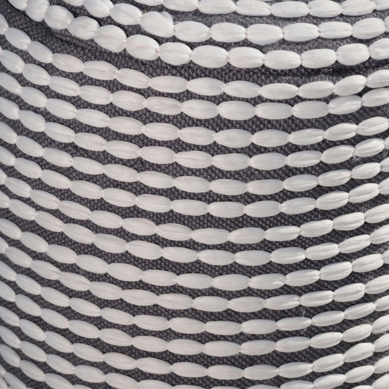 Water Resistant Handcrafted Cylindrical Pouf, Ottoman, White