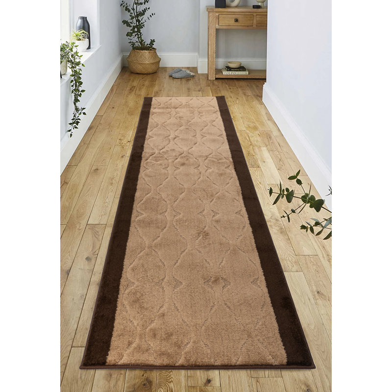 Tapis marocain beige à motif de treillis, Tapis de couloir 2 pi 6 po x 6 pi