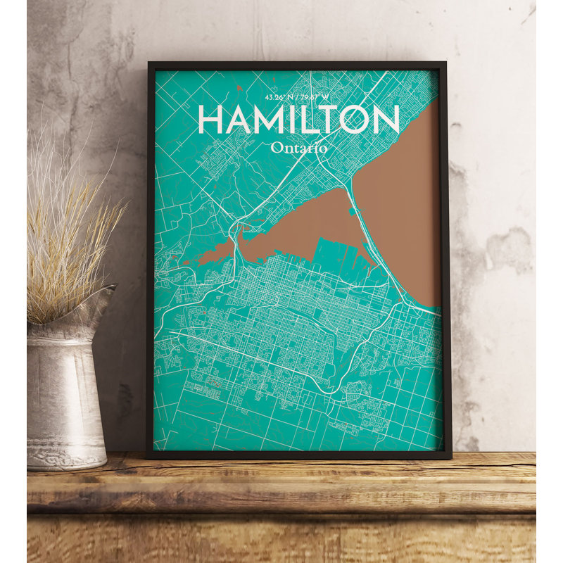 Hamilton City Map - No Frame Print, 43 cm H x 28 cm W