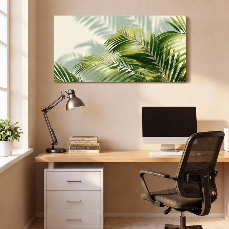 Ensemble de 1 tableau sur toile à motif de feuilles de palmier tropicales, H 24 po x l 48 po