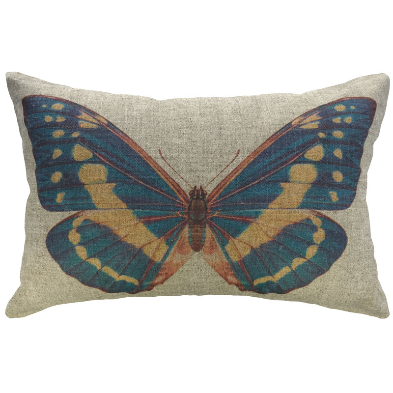 Butterfly Linen Lumbar Pillow