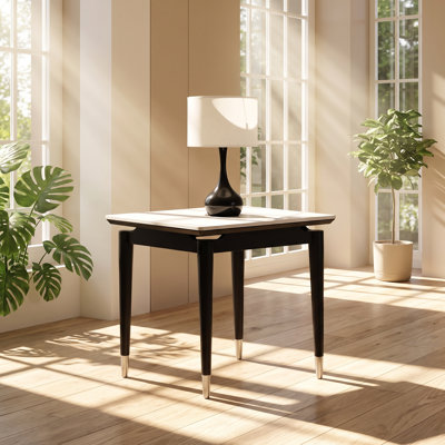 Table de bout en bois d'hévéa fritté l 23,6 po x P 23,6 po x H 23,9 po Mobilya