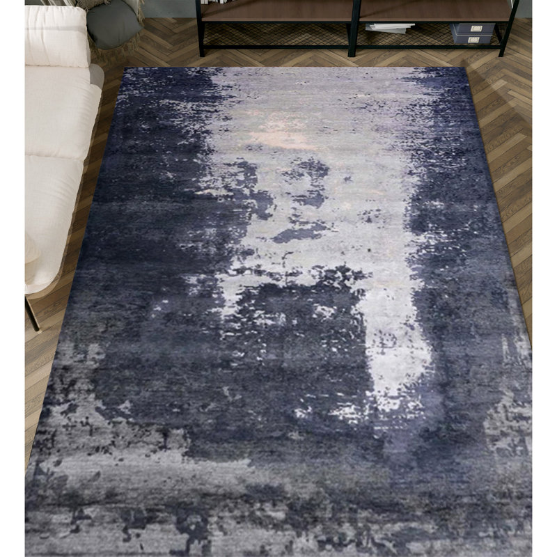 Tapis gris anthracite / gris tissé à la main de haute qualité