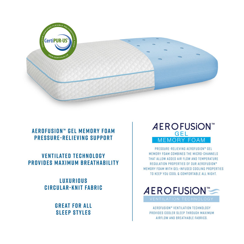 Medium Density Hypoallergenic Gel-Infused Memory Foam Bed Pillow
