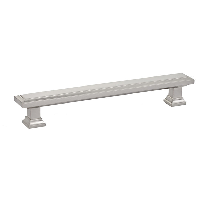 Emtek Geometric Brass Cabinet Pull 4" Centre-to-Centre, Satin Nickel, 10"
