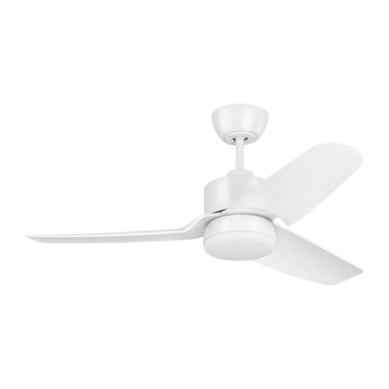 Visual Comfort Fan Colgin 44 LED Indoor Ceiling Fan with Threaded Downrod, Matte White ABS blades and Handheld Remote