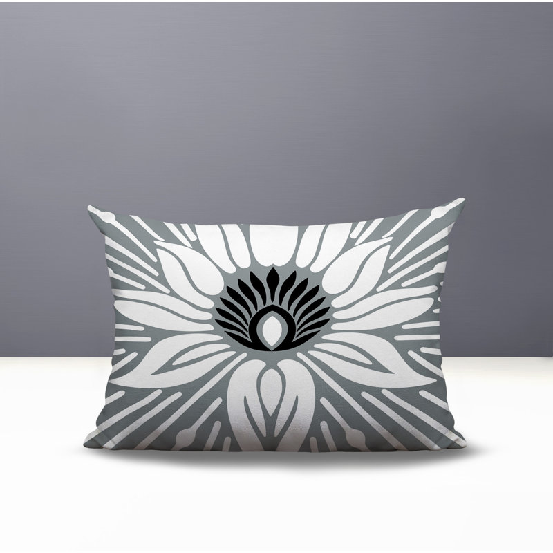 Oreiller rectangulaire réversible intérieur / extérieur Carla, Gris, Rectangle H 14 po x l 20 po