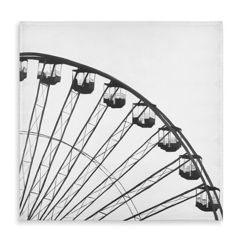 White Monochrome Ferris Wheel Tablecloth - Indoor/Outdoor Decor