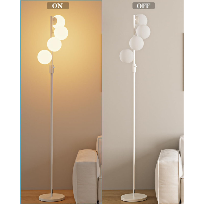 64IN Dimmable Globe Floor Lamp With 4PCS G9 Bulbs, Adjustable Brightness Standing Lamp For Living Room, Mid Century Modern Design, Eye-Care Soft Warm White Lighting