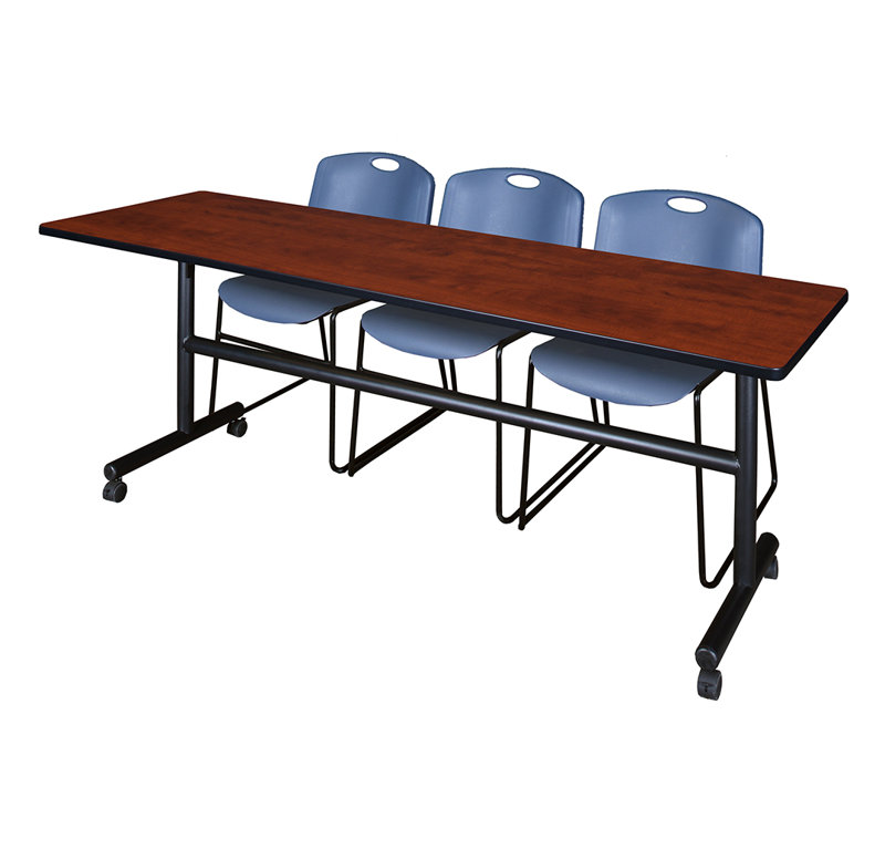Table de nidification Nickilis, 2 chaises empilables Zeng, Cerise / bleu