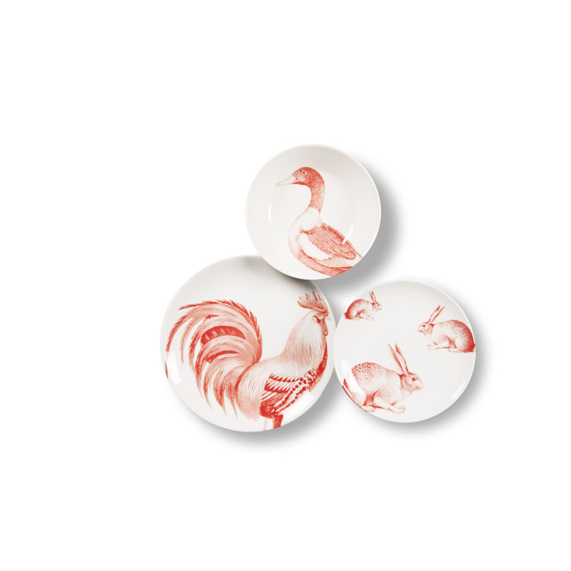 Flore & Faune Piece Ceramic Dinnerware Set - Service for 6
