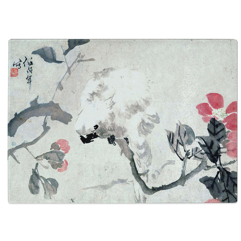 Tempered Glass Cockatoo Chopping Board, 39 cm W x 28.5 cm L