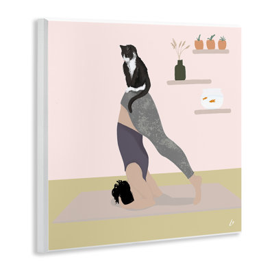  Downward Cat Yoga Pose Wall Plaque Art by Lydia Orange