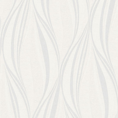 Boutique Tango Embossed Geometric Grey/White/Silver Shimmer Paste the Paper 10m x 52cm Matte Wallpaper Roll
