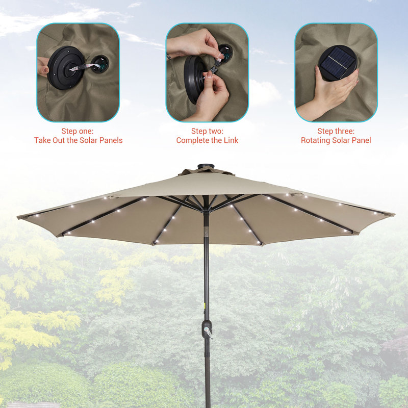 Parasol de marché éclairé 108,00 po Donyu, Taupe
