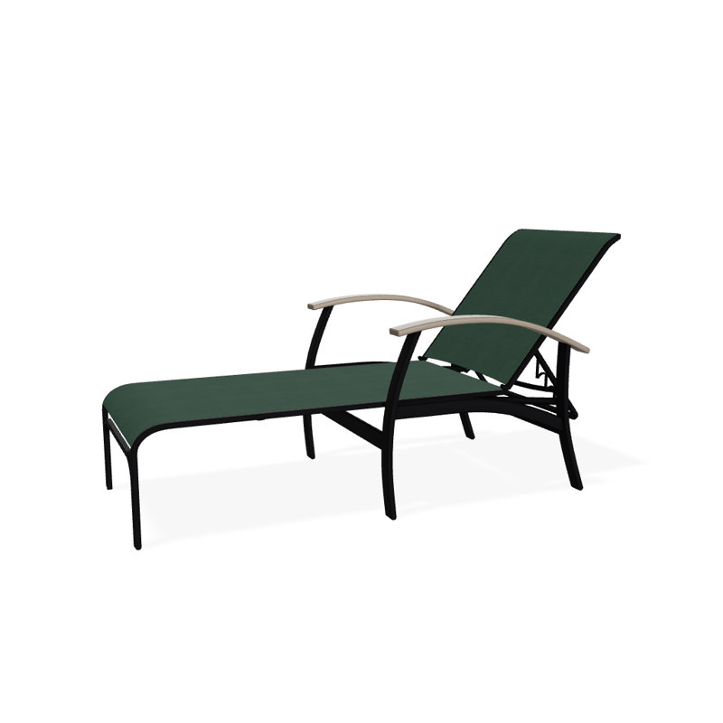 Chaise longue inclinable Askar, Vert forêt 22D Sunbrella® vert, Désert P60, Noir texturé
