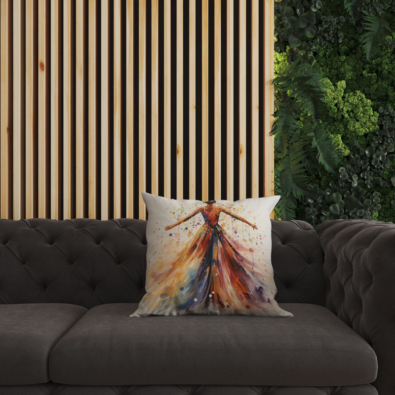 Coussin réversible Dancing Girl, H 20 po x l 20 po
