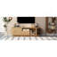 Meuble télé U-Can avec tablette ouverte, tiroir, armoires, rangement coulissant caché, coins arrondis, l 70,86 po-772661663-772661662