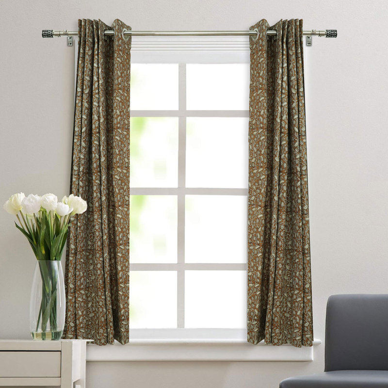 Rideau en lin brun à œillets occultant pour une décoration élégante, L 54 po x L 29 po
