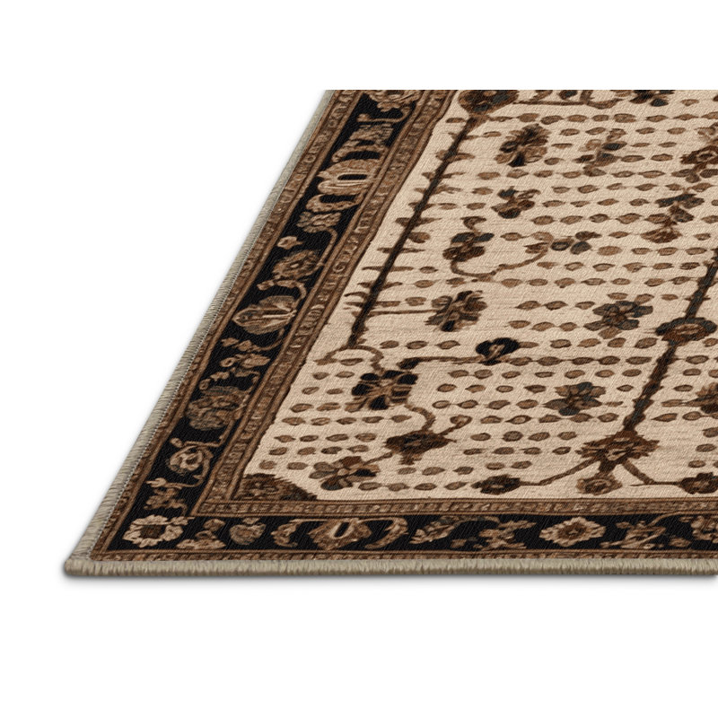 Tapis beige français lavable à la machine, Rectangulaire 2 pi x 3 pi