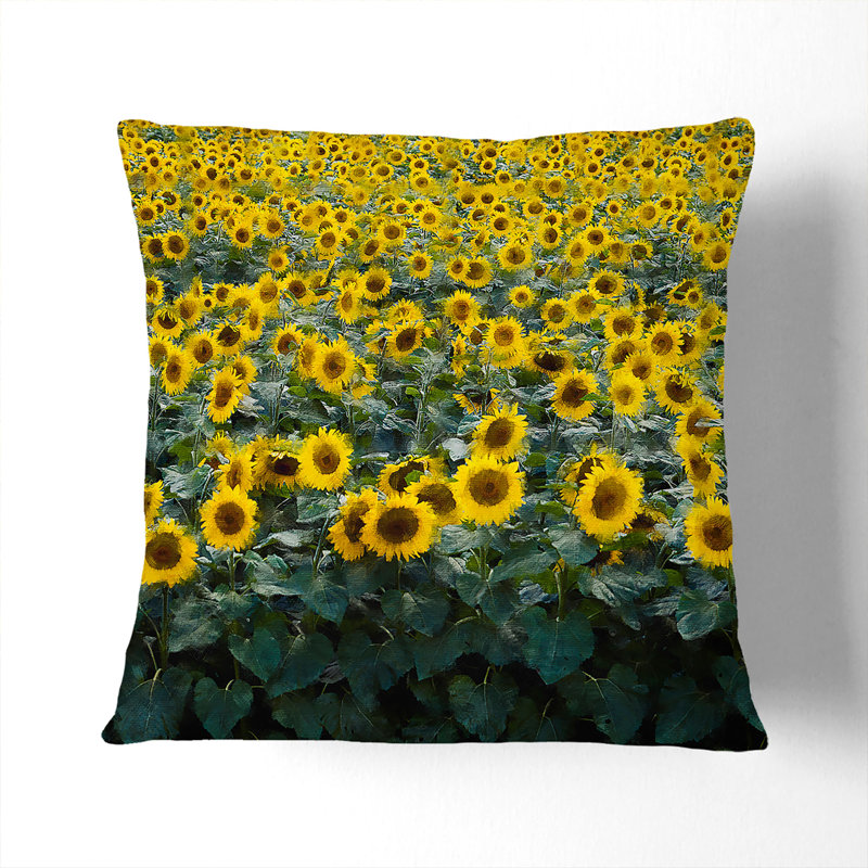 Floral Square Throw Cushion, 40cm H x 40cm W x 15cm D, Stone