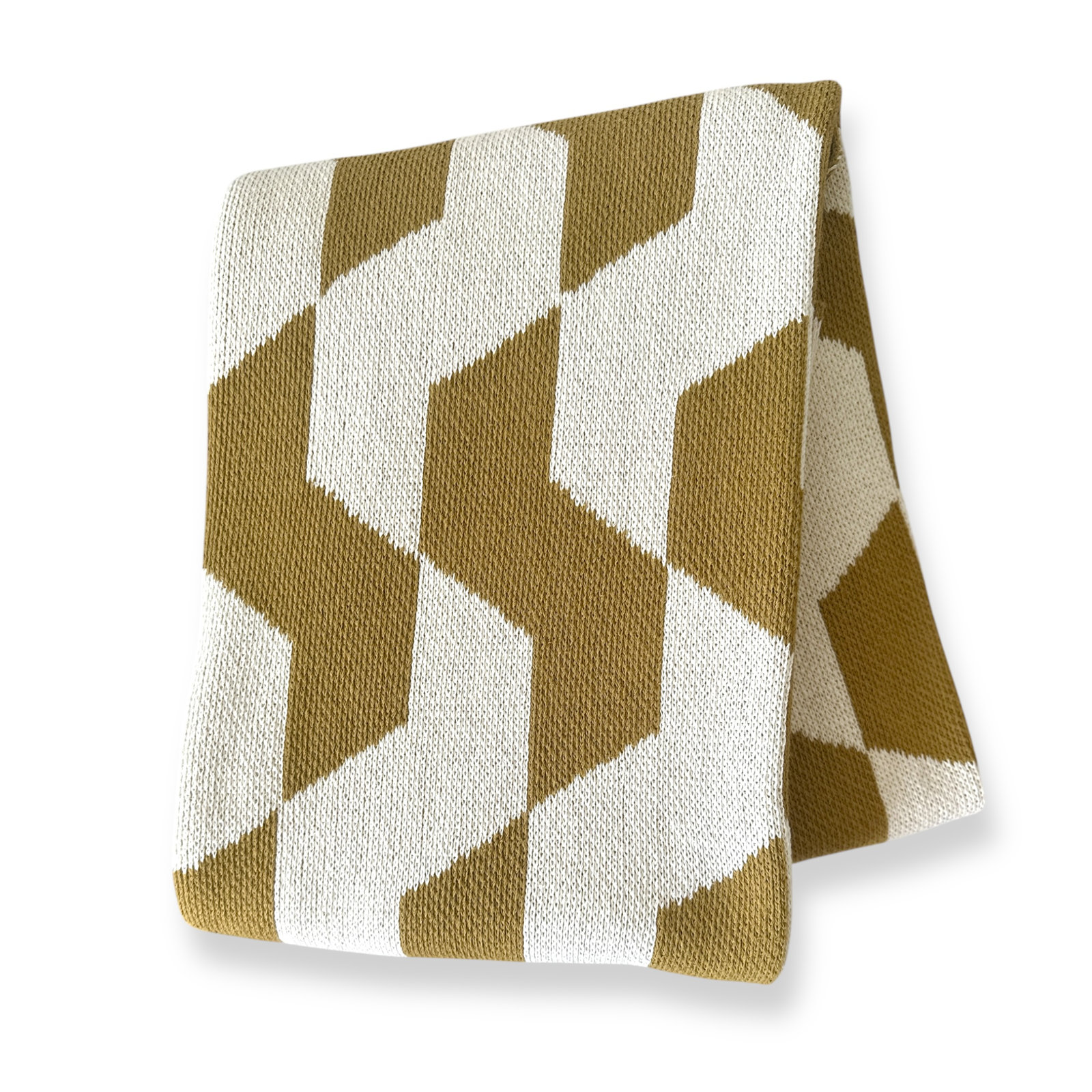Zagg Knit Throw Blanket, Gold/Ivory