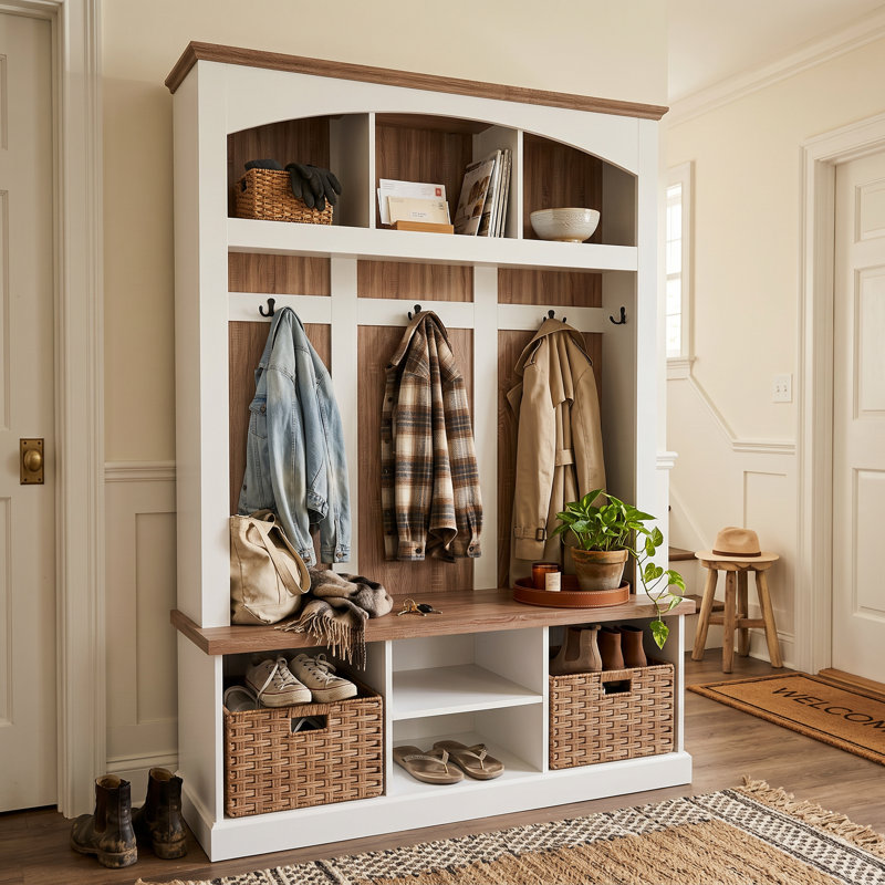47.2'' W Hall Tree With Bench And Basket