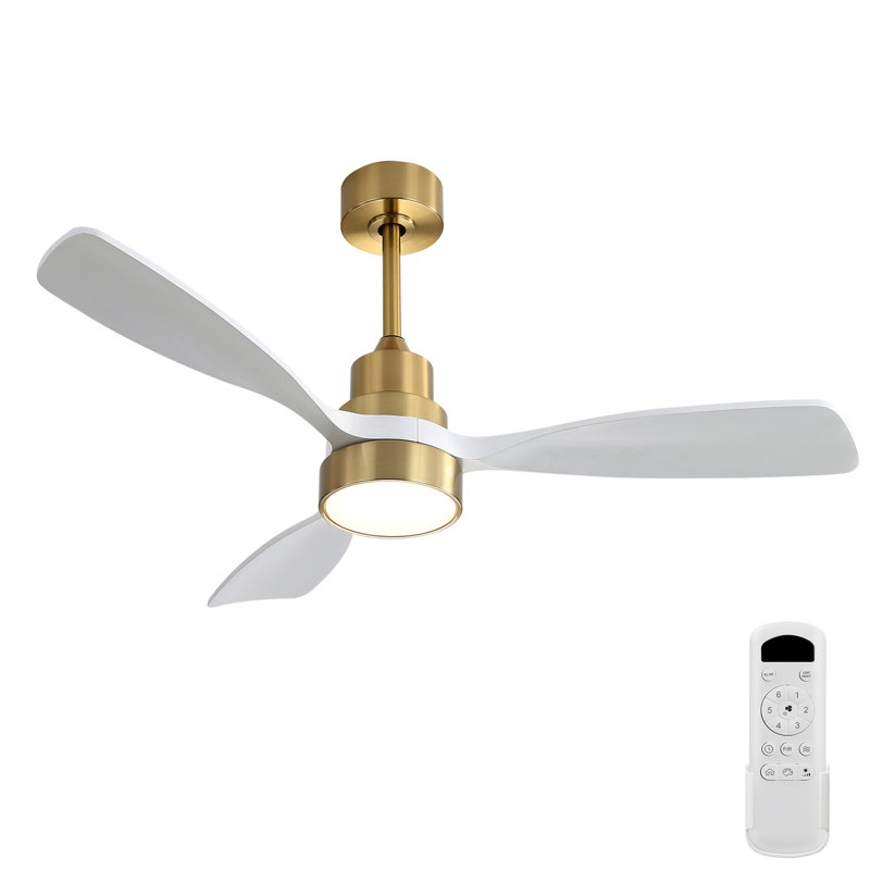 Ventilateur de plafond en bois massif de 48 pouces avec télécommande, ventilateur de plafond à DEL 3Cct