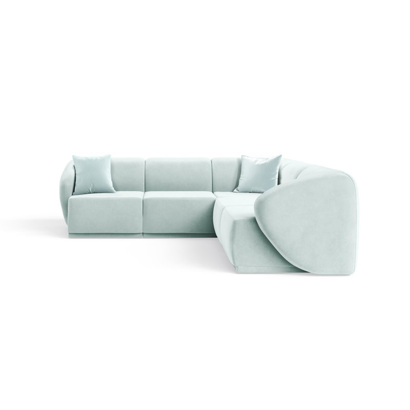 5 Seater Velvet Sofa & Chaise, Blue Velvet