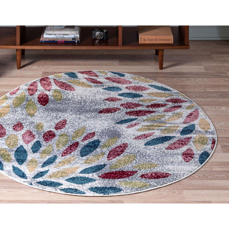Aamia Abstract Area Rug, Round 5'1", Multi