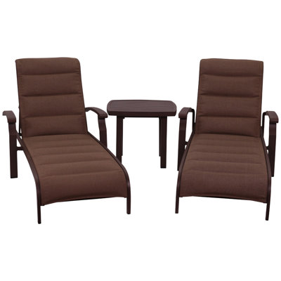 Madison 3 pc Chaise Lounge Set  Includes:  One End Table and two Padded Sling Chaise Lounges