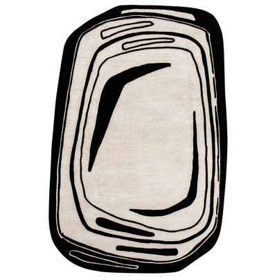 Fragment Abstract Area Rug in Black/Ivory