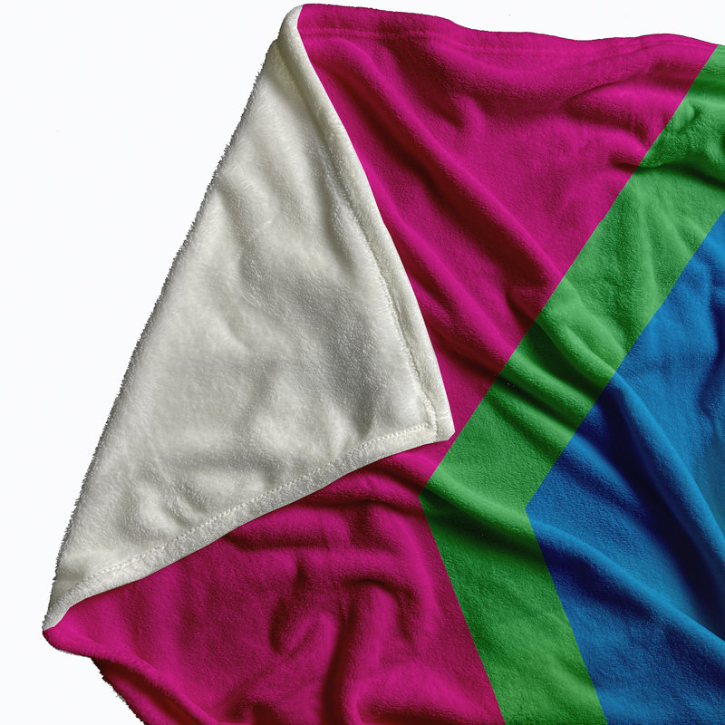 Plain Weave / Muslin Throw Blanket, Queen, Pink/Green/Blue