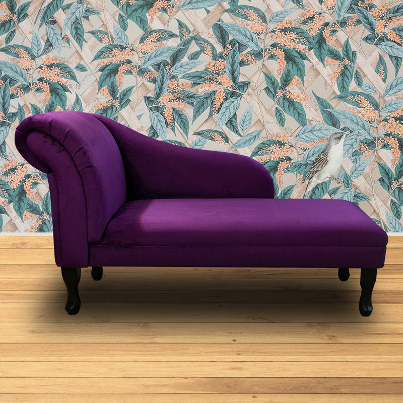 Upholstered Chaise Lounge, Black, Purple