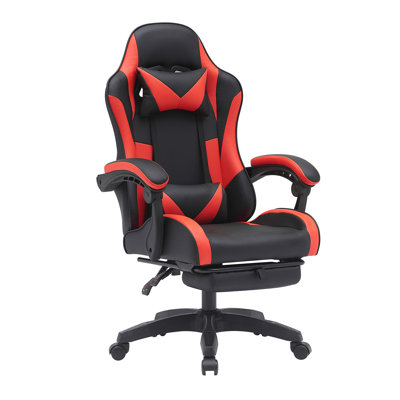 Ebern Designs Adjustable Reclining Ergonomic Faux Leather Swiveling PC & Racing Game Chair with Footrest