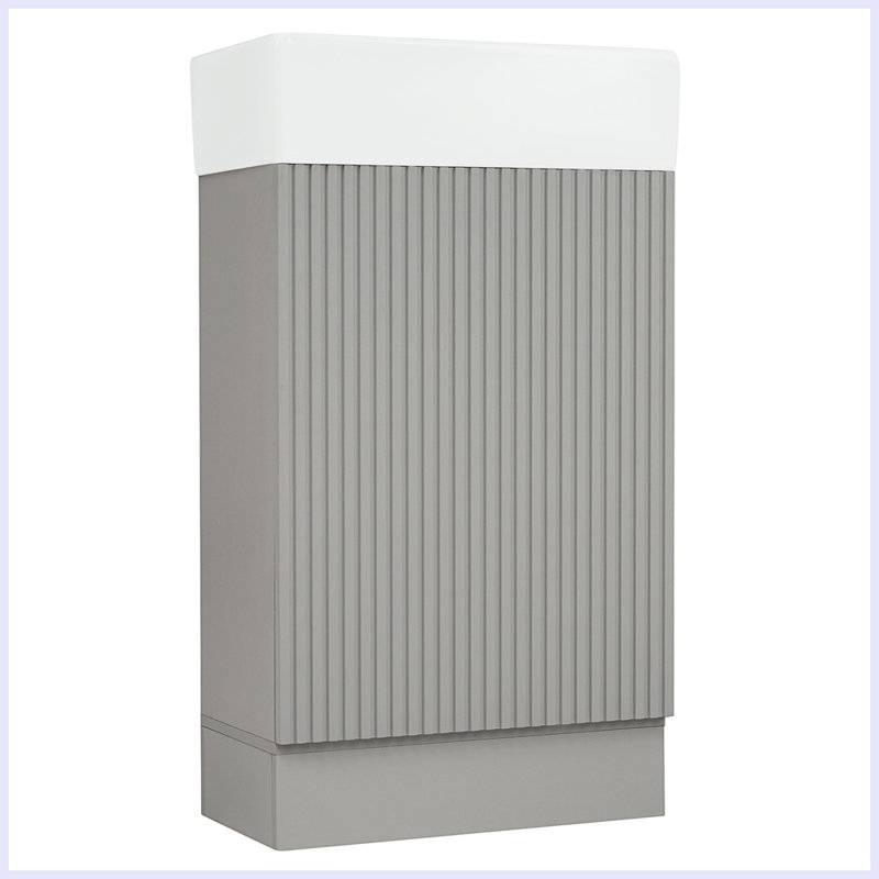 Meuble-lavabo moderne avec tablette à deux niveaux, Gris