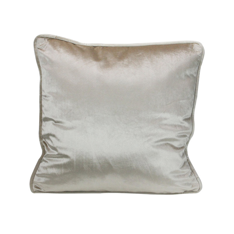 17" Taupe Gray Solid Plush Square Throw Pillow with Piped Edge