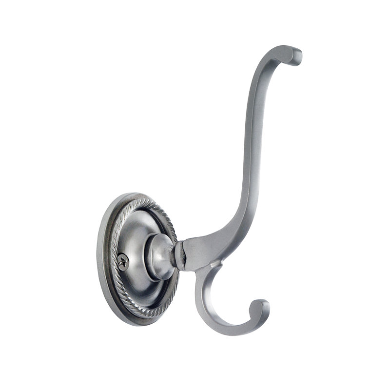 Victorian Rose Passage Wall Mounted Coat Hook, Satin Nickel