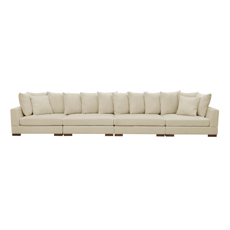 Aurick Corduroy Sectional Reversible, Cream Corduroy