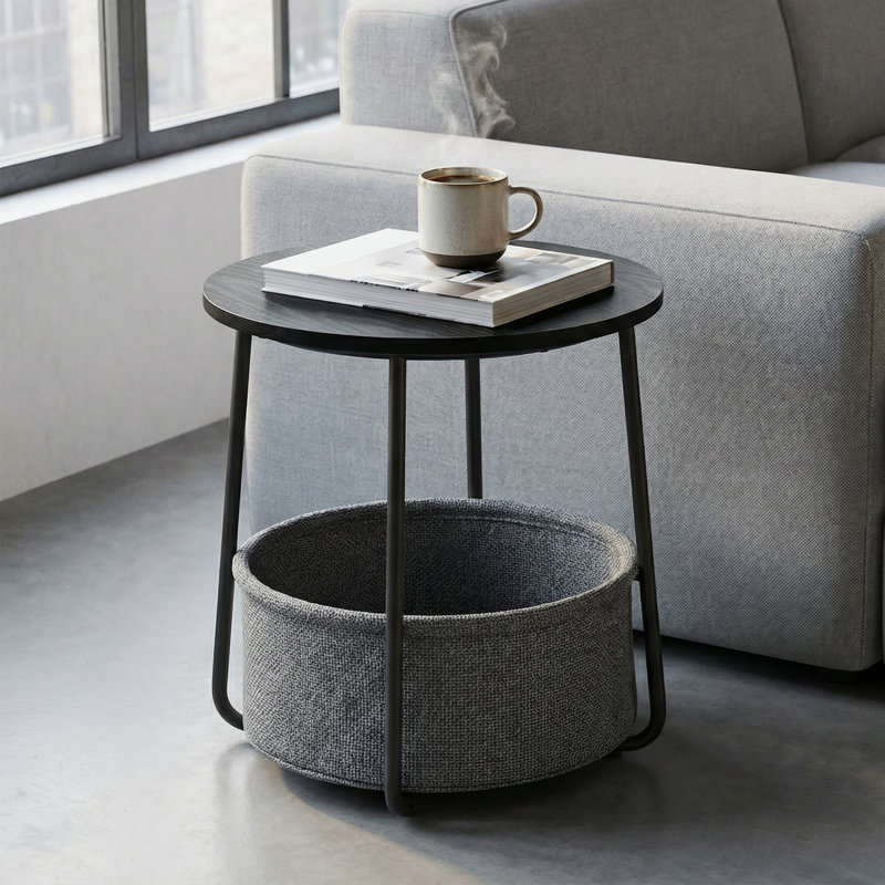 Table de bout, Noir ébène / gris ardoise