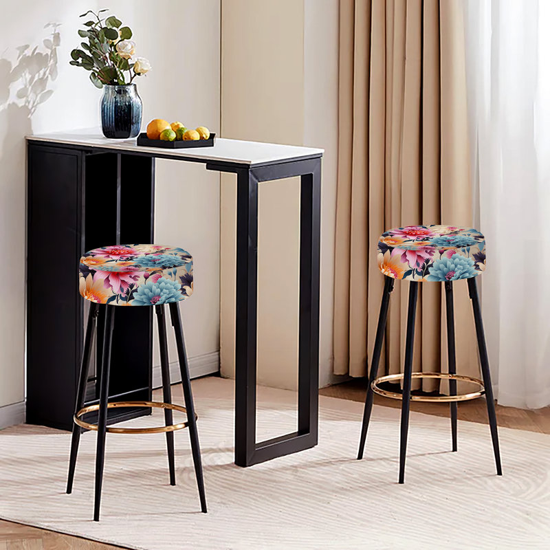 Pink Boho Floral Treasures - Ensemble de 2 tabourets floraux