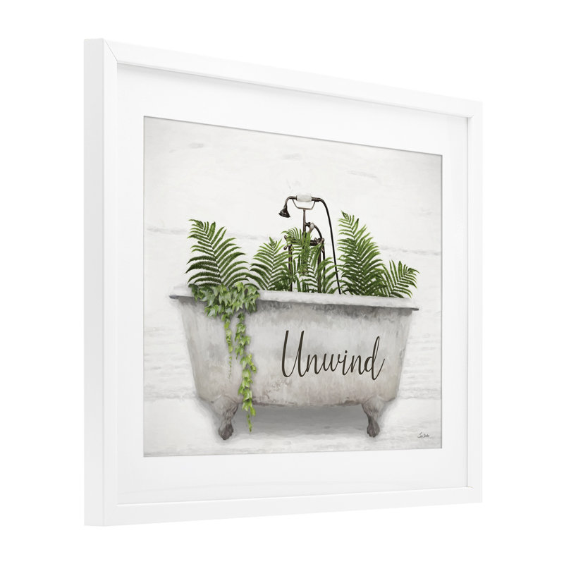 «Unwind Bath», impression de Lori Deiter, H 17 po x l 21 po, Cadre blanc côtier