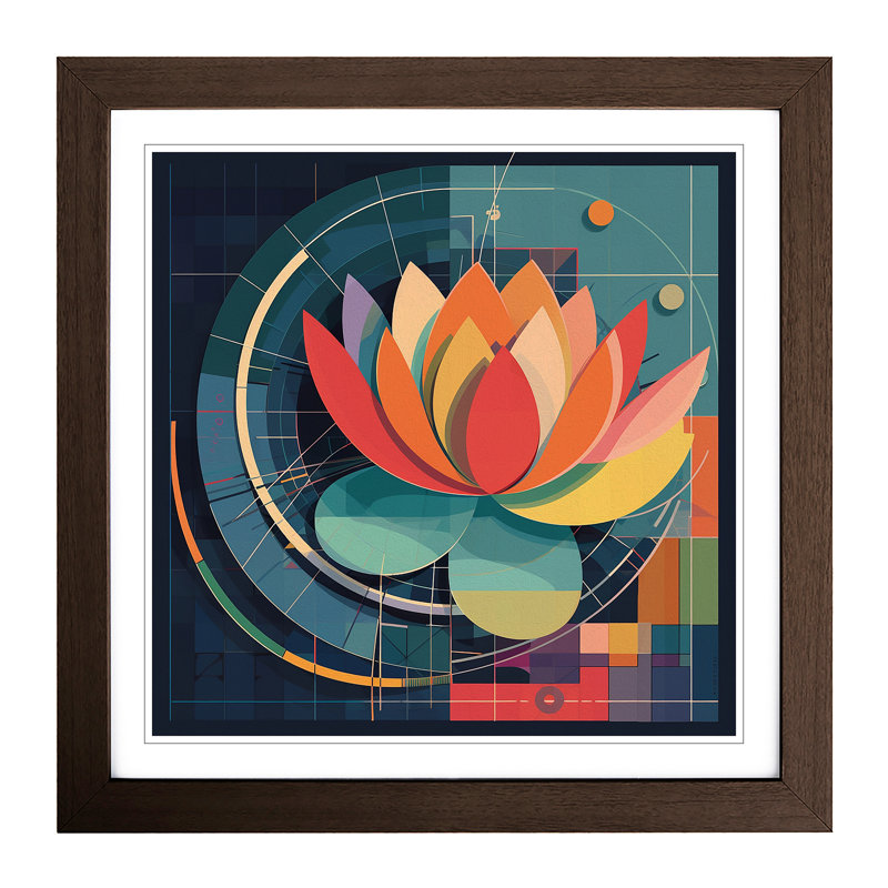 Lotus Flower Constructivism No.7 - Framed Print, Walnut